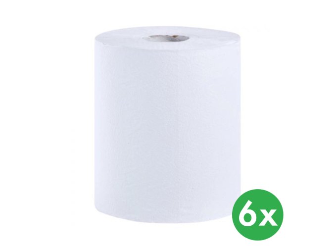 Papírové ručníky v rolích FLEXI MAXI, bílé, jednovrstvé, 6 ks