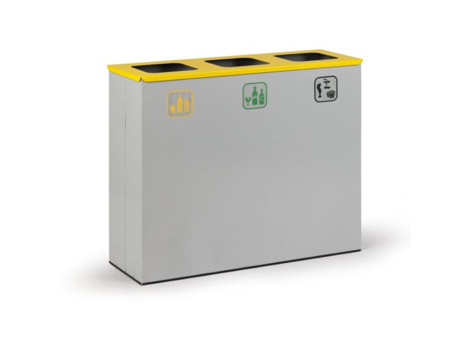 kos na trideny odpad 3x 50 l stojan na odpadkove pytle seda zluta 104723