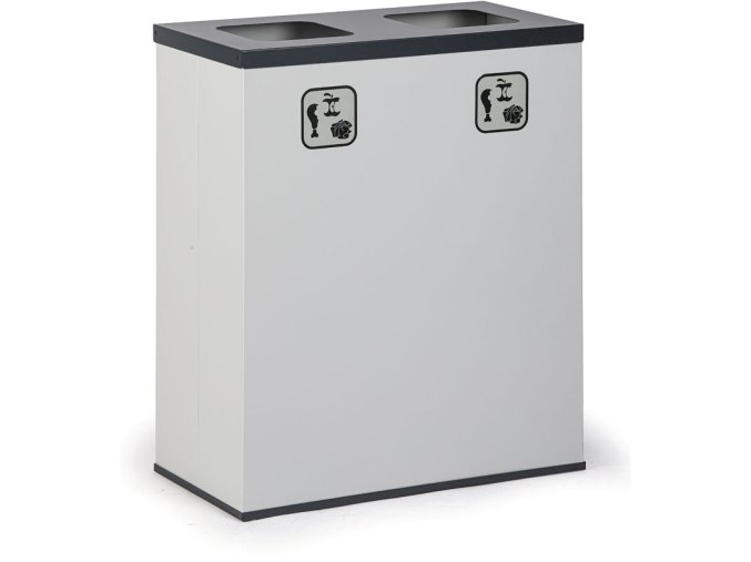Koš na tříděný odpad 2x 50 l, stojan na odpadkové pytle, šedá/tmavě šedá