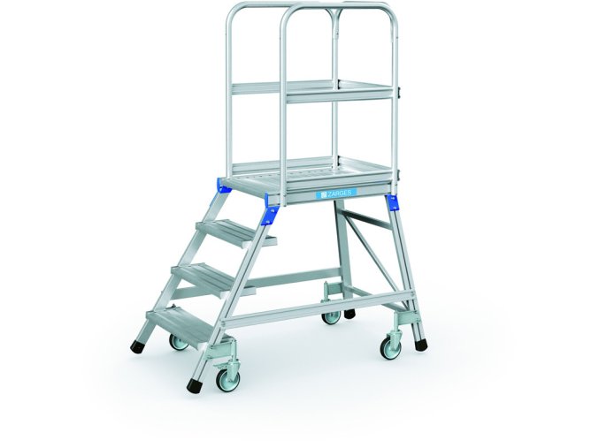 hlinikovy pojizdny zebrik s plosinou 4 pricky vyska plosiny 0 96 m 19583