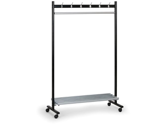 kovovy radovy vesak s odkladaci polici s kolecky jednostranny 1311