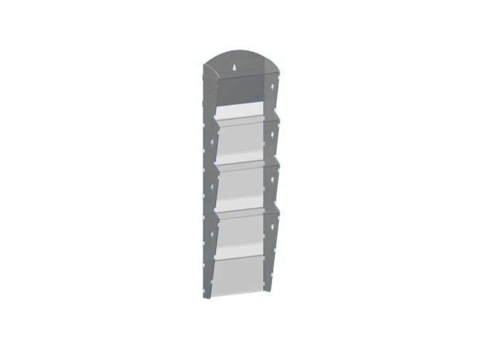 Nástěnný plastový zásobník na prospekty - 1 x 4 A5, šedý