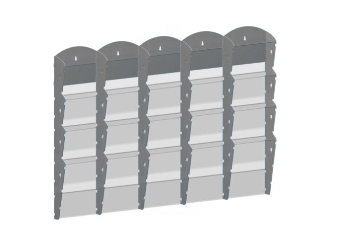 nastenny plastovy zasobnik na prospekty 5 x 4 a5 sedy 116621