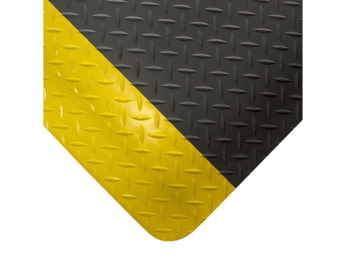 Protiúnavová rohož s diamantovým vzorem, PVC, 0,9 x 1,5 m, černá / žlutá
