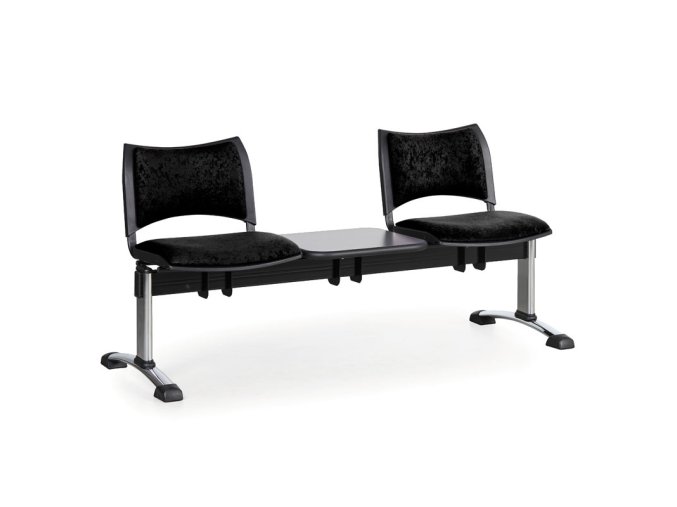 calounena lavice do cekaren smart 2 sedak se stolkem cerna chromovane nohy 25290