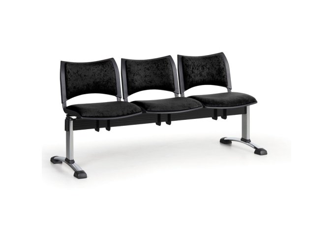 calounena lavice do cekaren smart 3 sedak cerna chromovane nohy 25291