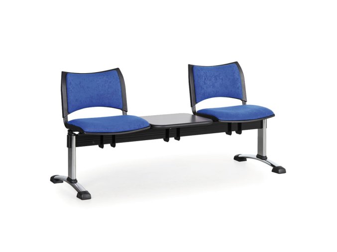 calounena lavice do cekaren smart 2 sedak se stolkem modra chromovane nohy 25310