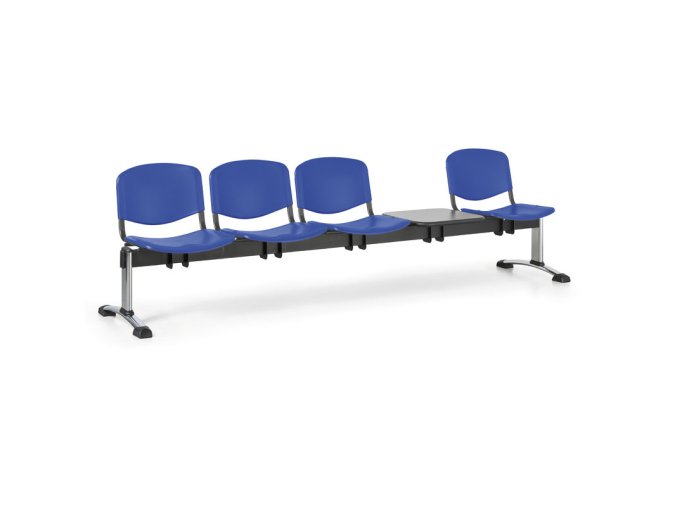 plastova lavice do cekaren iso 4 sedak se stolkem modra chrom nohy 25409