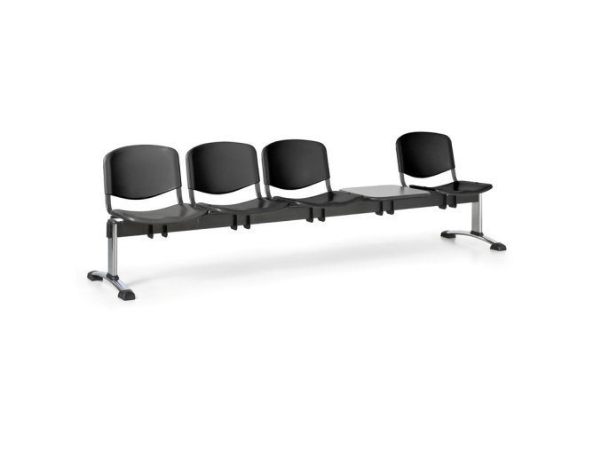 plastova lavice do cekaren iso 4 sedak se stolkem cerna chrom nohy 25410