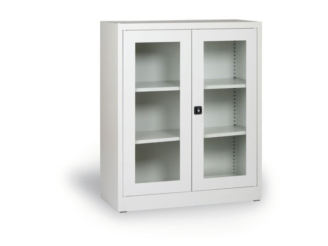 dilenska policova skrin s prosklenymi dvermi 1150 x 920 x 400 mm seda 6121