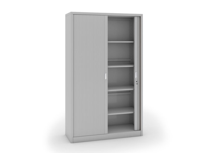 kovova skrin s roletovymi dvermi 1990 x 1200 x 450 mm svetle seda 28721