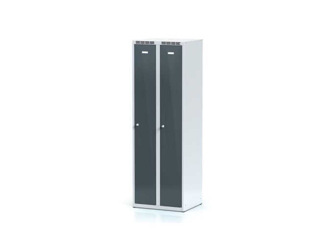 kovova satni skrinka 2 oddily 1800 x 600 x 500 mm cylindricky zamek tmave sede dvouplastove dvere 112158