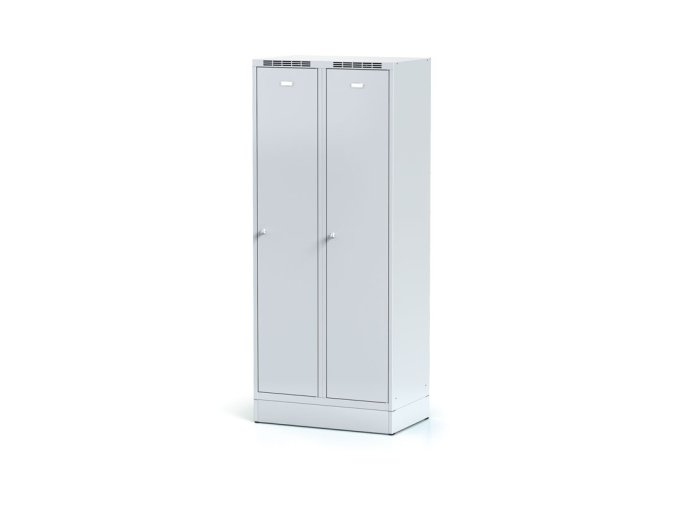 kovova satni skrinka s6 s mezistenou na soklu 2 oddily 1920 x 800 x 500 mm otocny zamek sede dvere 10958