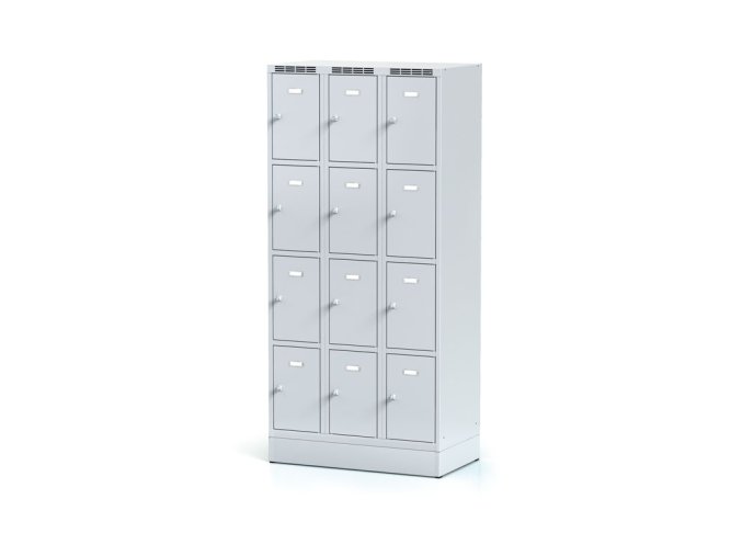 satni skrinka s uloznymi boxy na soklu 12 boxu 1920 x 900 x 500 mm cylindricky zamek sede dvere 11426