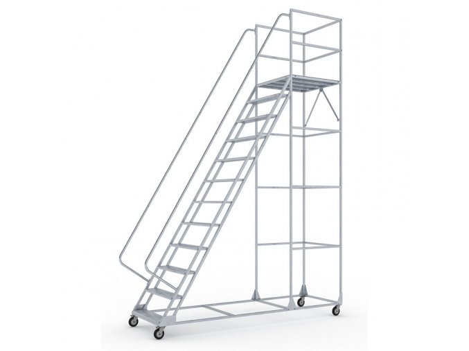 pojizdny ocelovy zebrik s plosinou 12 pricek vyska plosiny 3 m 23362