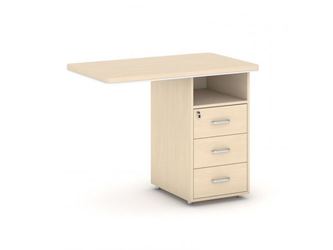 Přístavný stůl se zásuvkovým kontejnerem ARRISTO LUX, 3 zásuvky, pravý, 1000 mm. bříza