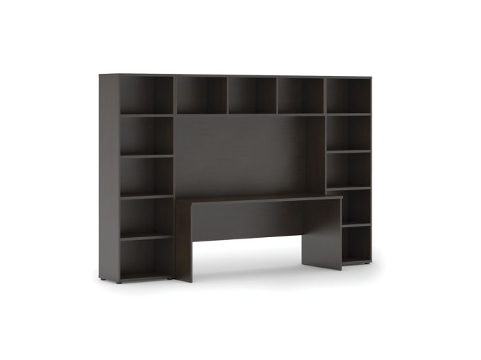 Knihovna s integrovaným stolem, 2950 x 700/400 x 1923 mm, wenge
