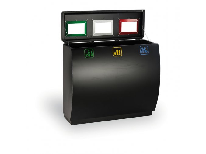 Odpadkový koš na tříděný odpad, 3x50 l, kovový