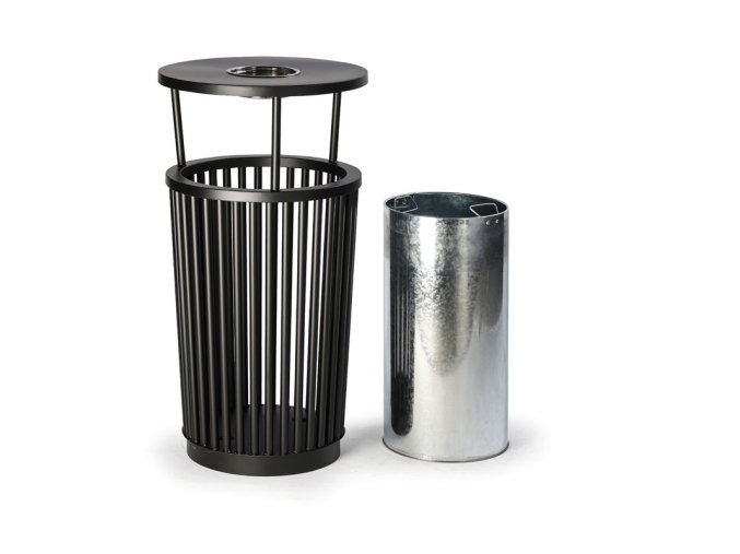 Venkovní odpadkový koš s popelníkem, 24 l, kovový