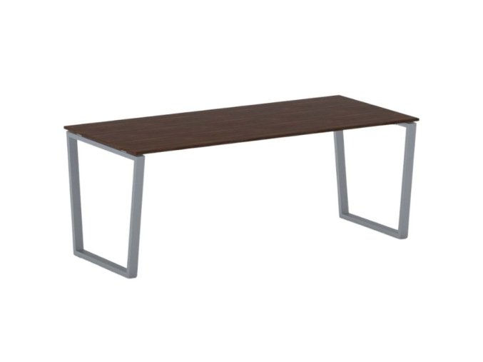 Kancelářský stůl PRIMO IMPRESS, 200x90 cm, šedostříbrná podnož, ořech