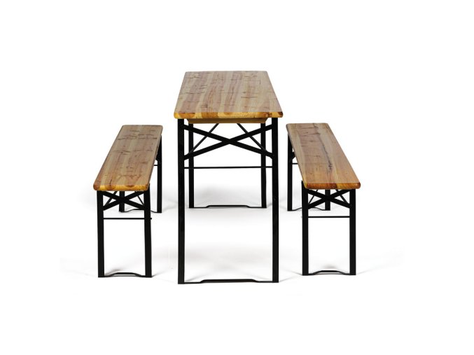 Zahradní pivní set bez opěradel - 2x zahradní lavice, 1x venkovní stůl