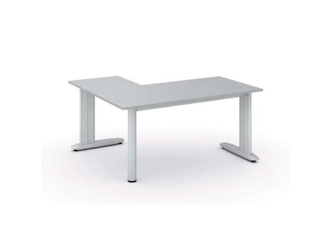 Rohový kancelářský stůl PRIMO FLEXIBLE, 160x140 cm, šedá