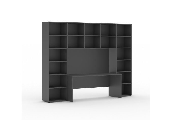 sestavy knihoven integro se stolem vyssi 2950 x 700 400 x 2300 mm grafit 109106