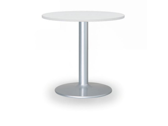 Konferenční stolek ZEUS II, průměr 60 cm, šedá podnož, bílá