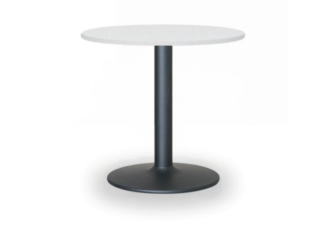 Konferenční stolek ZEUS II, průměr 60 cm, černá podnož, bílá