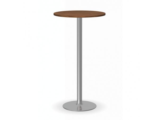Koktejlový stůl OLYMPO II, průměr 600 mm, chromovaná podnož, deska ořech