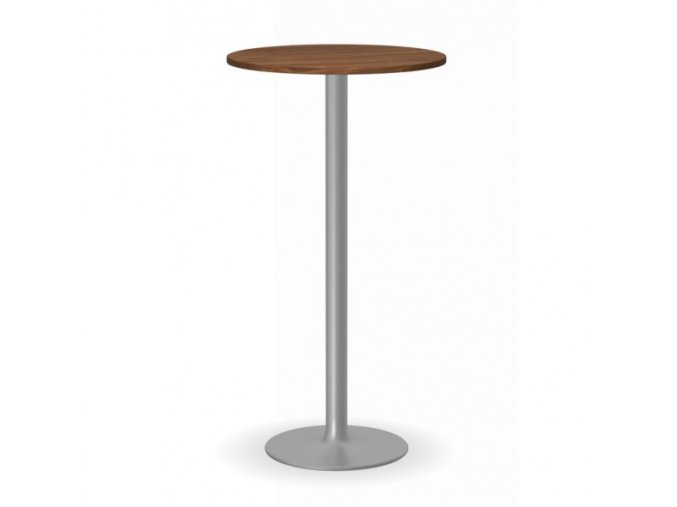 Koktejlový stůl OLYMPO II, průměr 600 mm, šedá podnož, deska ořech