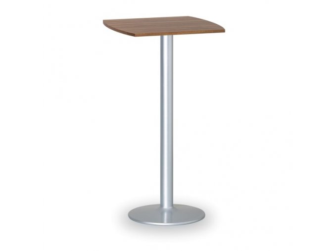 Koktejlový stůl OLYMPO II, 660x660 mm, šedá podnož, deska ořech