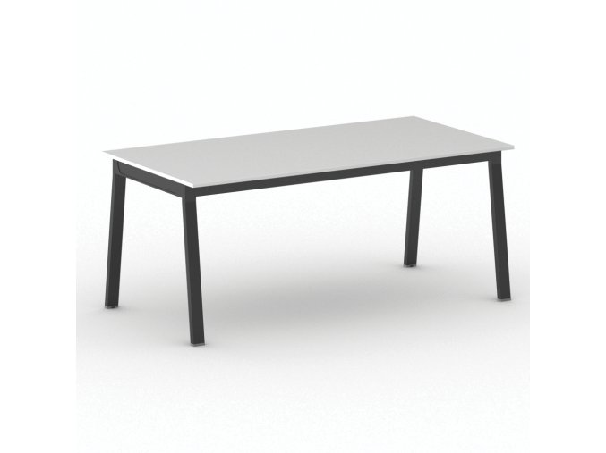 Jednací kancelářský stůl PRIMO BASIC, 180x90 cm, černá podnož, bílá