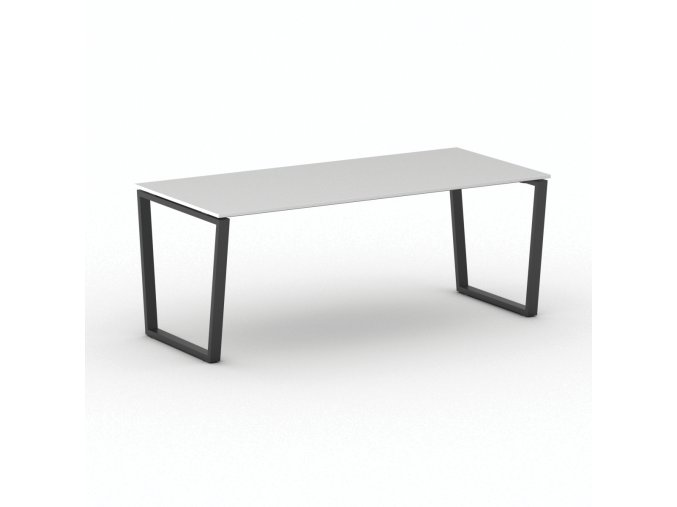 Kancelářský stůl PRIMO IMPRESS, 200x90 cm, černá podnož, bílá