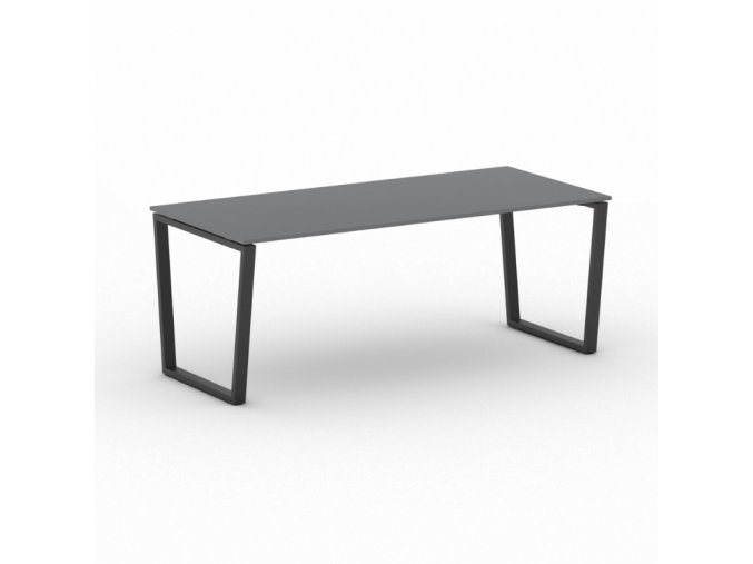 Kancelářský stůl PRIMO IMPRESS, 200x90 cm, černá podnož, grafit