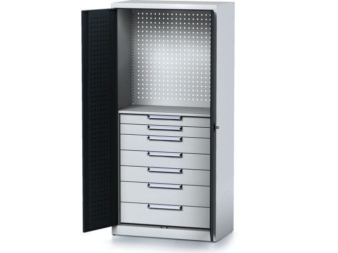policova dilenska skrin 2 dverova mechanic 1 police 7 zasuvek 920 x 500 x 1950 mm antracitove dvere 17819