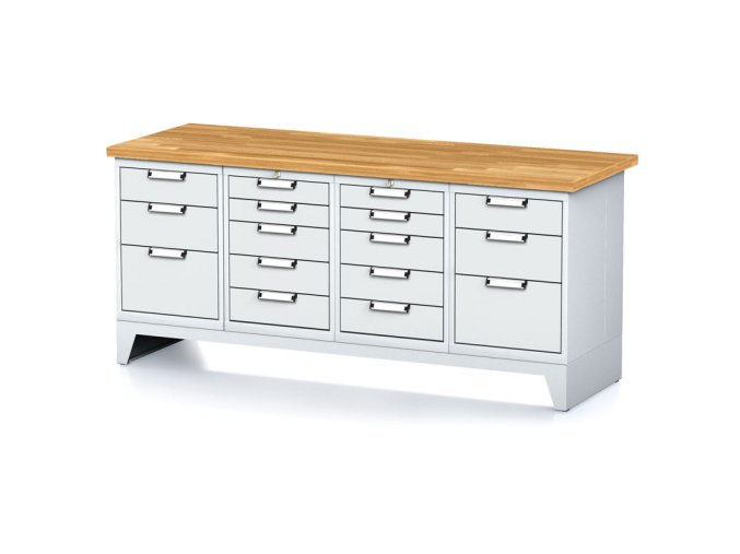 dilensky stul mechanic i 2x 5 zasuvkovy box a 2x 3 zasuvkovy box na naradi 16 zasuvek 2000x685x880 mm sede dvere 17950