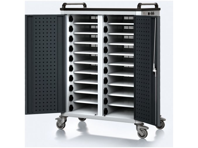 pojizdny nabijeci vozik pro notebooky a tablety 20 prihradek seda antracit 17599