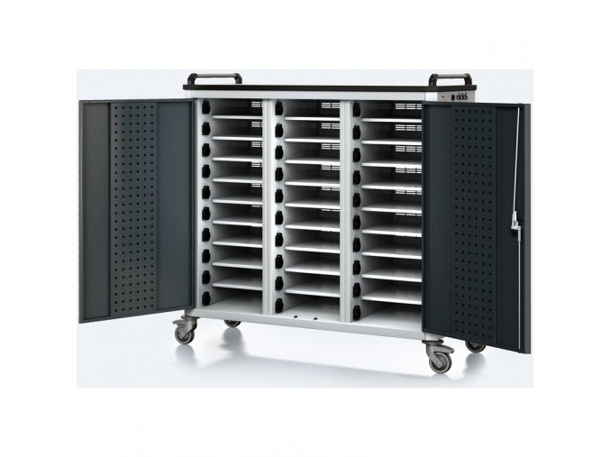 pojizdny nabijeci vozik pro notebooky a tablety 30 prihradek seda antracit 17603