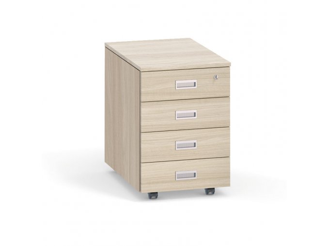 Kancelářský mobilní kontejner PRIMO, 4 zásuvky, dub přírodní