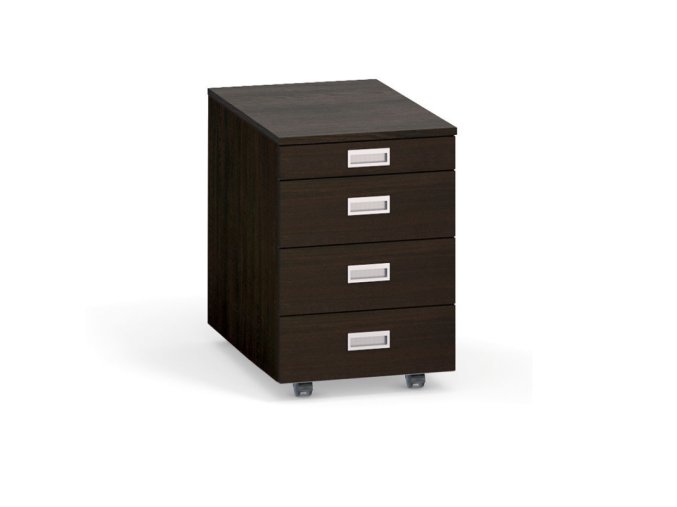 kancelarsky mobilni kontejner primo s tuzkovnikem bez zamku 4 zasuvky wenge 53090