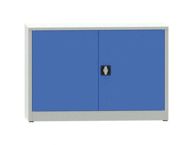 Dílenská policová skříň na nářadí KOVONA JUMBO, 1 police, svařovaná, 800 x 1200 x 500 mm, šedá / modrá