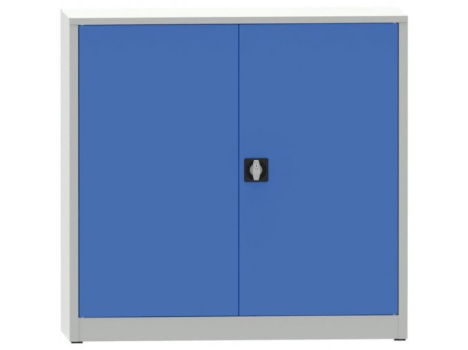 Dílenská policová skříň na nářadí KOVONA JUMBO, 2 police, svařovaná, 1150 x 1200 x 600 mm, šedá / modrá