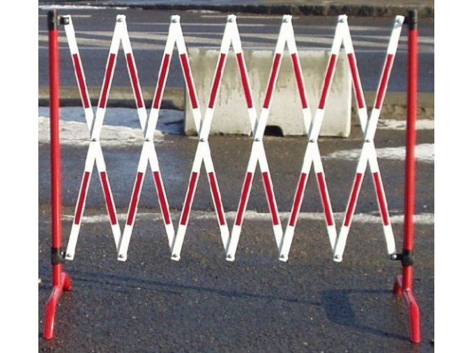 Skládací mobilní zábrana RX1, červeno-bílá, délka 3500 mm