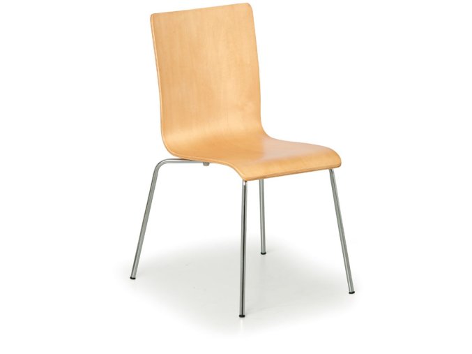 Dřevěná židle s chromovanou konstrukcí CLASSIC, přírodní