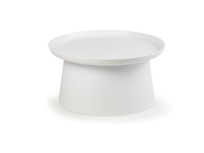 Plastový kávový stolek FUNGO, průměr 70 cm, bílý