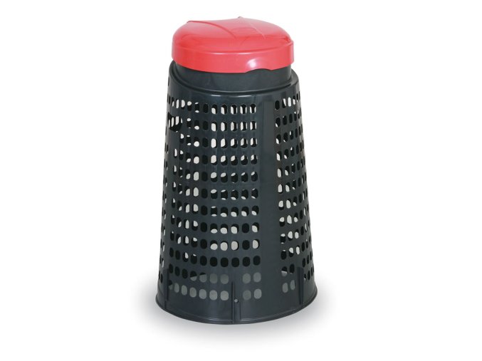 Plastový odpadkový koš na 120 L pytle, černý, červené víko