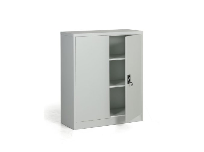 kovova spisova skrin demontovana 2 police 950 x 1150 x 400 mm seda 27007