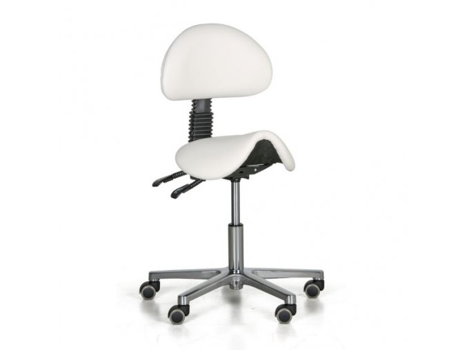 Pracovní židle SHAWNA, sedák ve tvaru sedla, měkká kolečka, bílá