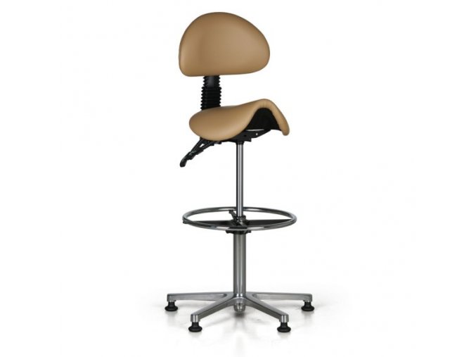 Pracovní židle ELEN, sedák ve tvaru sedla, kluzáky, béžová